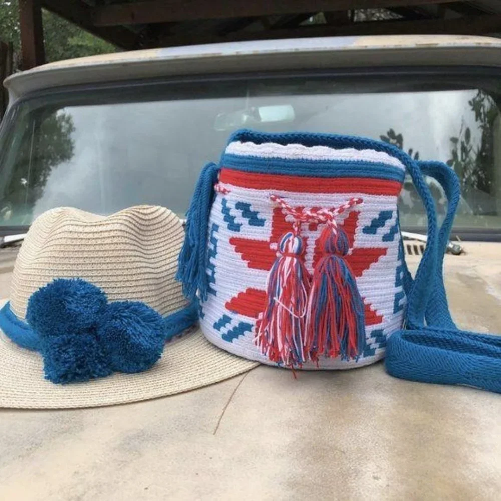 Colombia Wayuu Bucket Bag Drawstring Crossbody Sho - Picture 1 of 8